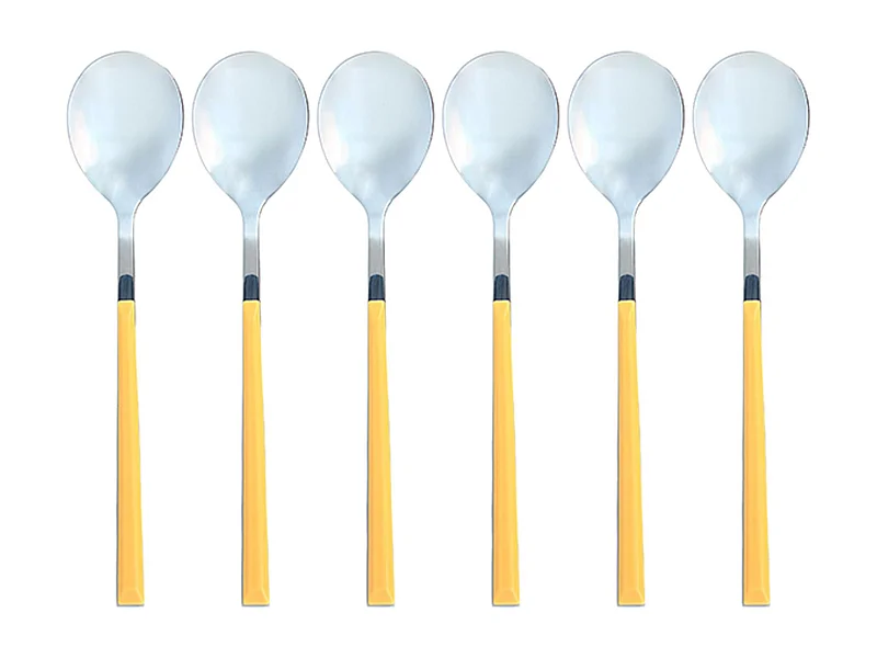 Novastyl - Lot 6 Cuilleres De Table Colorama 21.5cm En Acier Inoxydable Safran