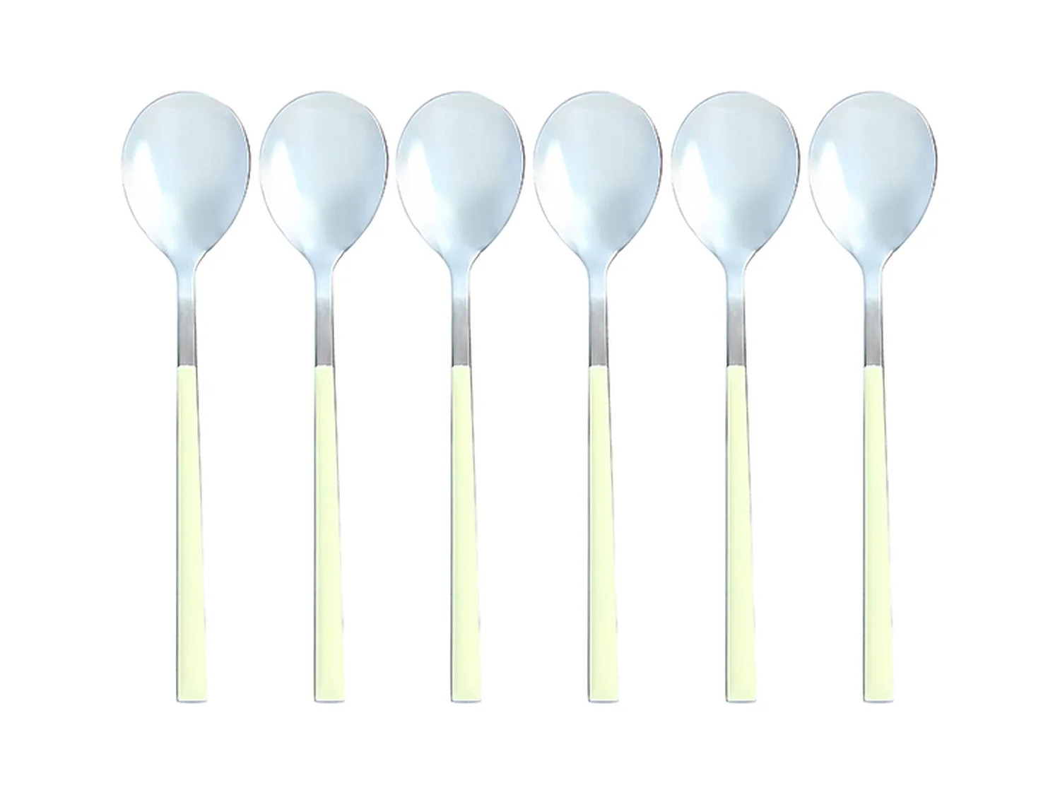 Novastyl - Lot 6 Cuilleres De Table Colorama 21.5cm En Acier Inoxydable Creme