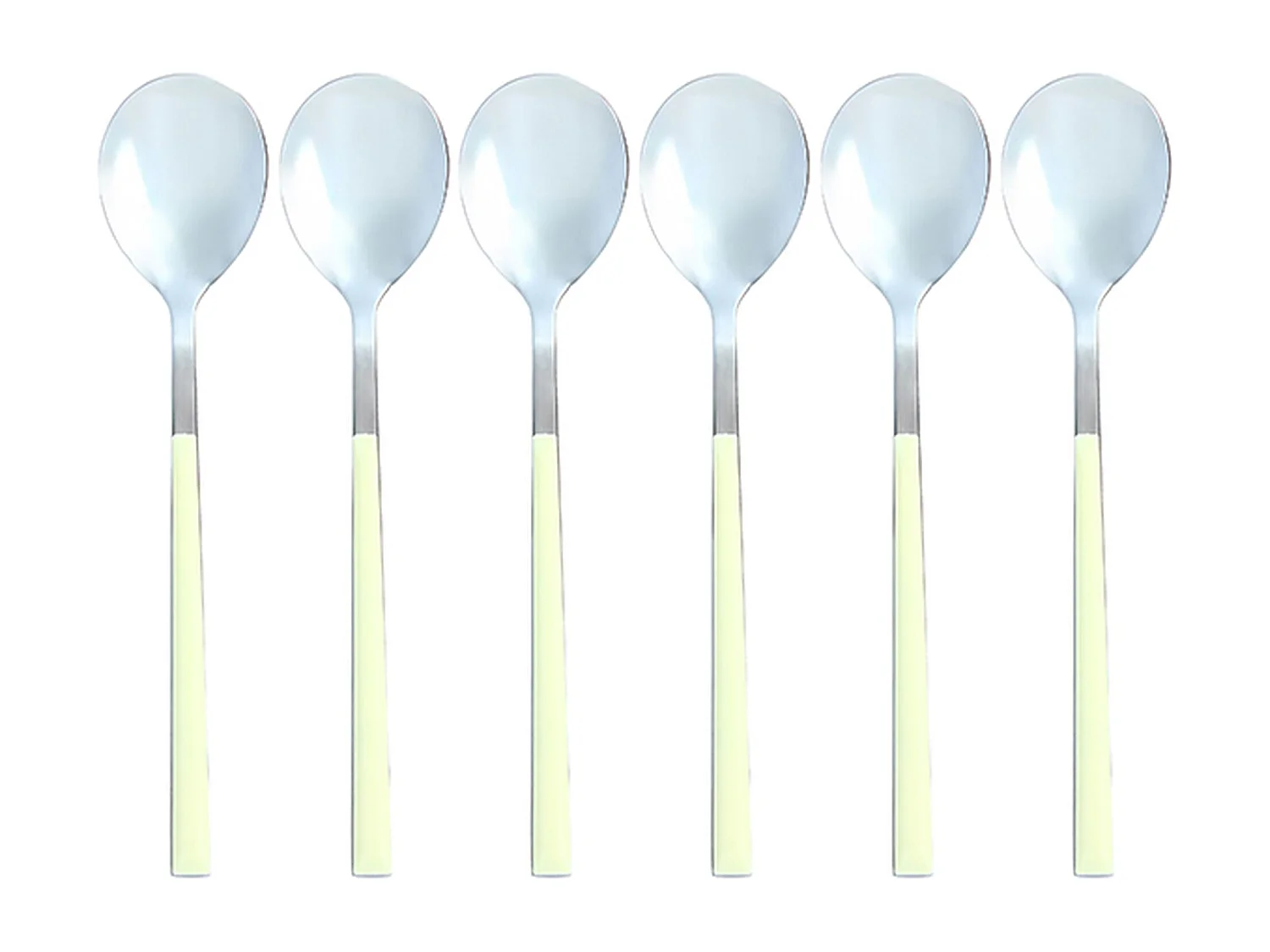 Novastyl - Lot 6 Cuilleres De Table Colorama 21.5cm En Acier Inoxydable Creme