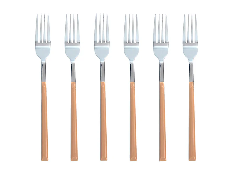 Novastyl - Lot 6 Fourchettes Table Colorama 21cm En Acier Inoxydable Noisette