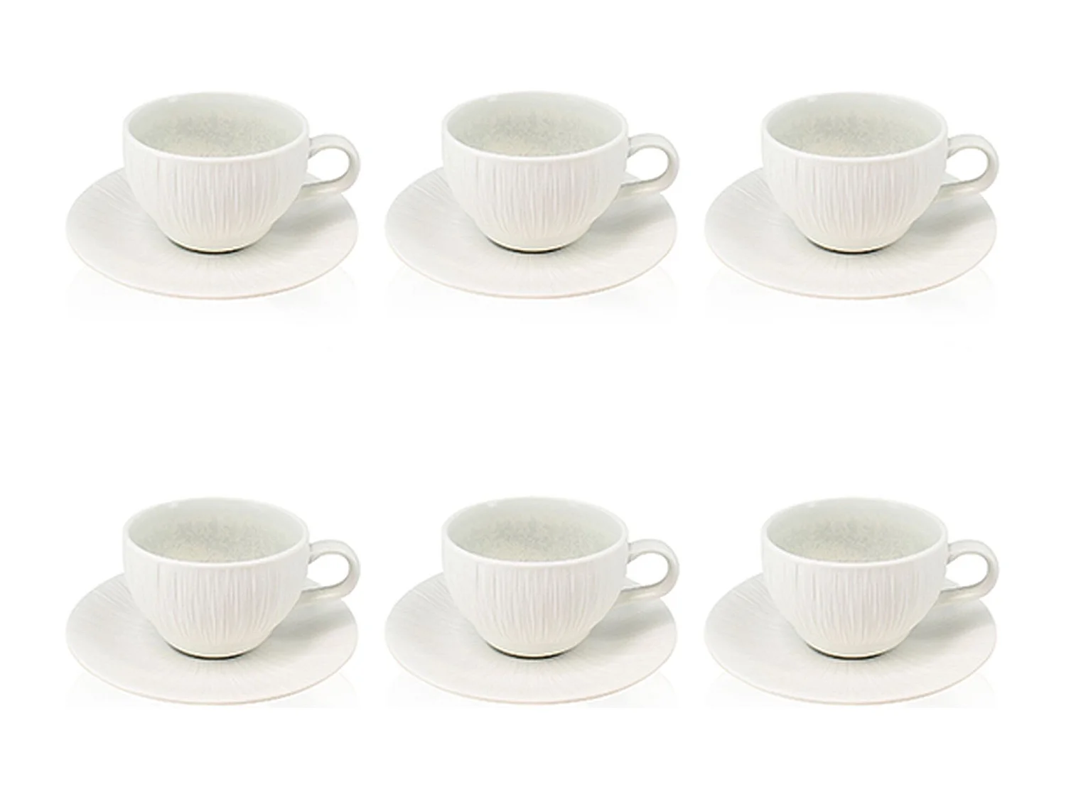 Ogo Living - Lot 6 Tasses 21cl Et Soucoupes 15cm Urus En Porcelaine Bleu Et Blanc