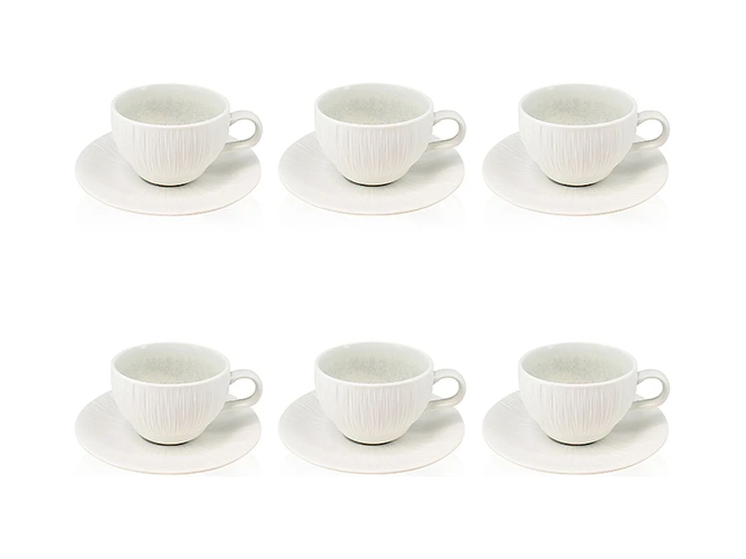 Ogo Living - Lot 6 Tasses 21cl Et Soucoupes 15cm Urus En Porcelaine Bleu Et Blanc