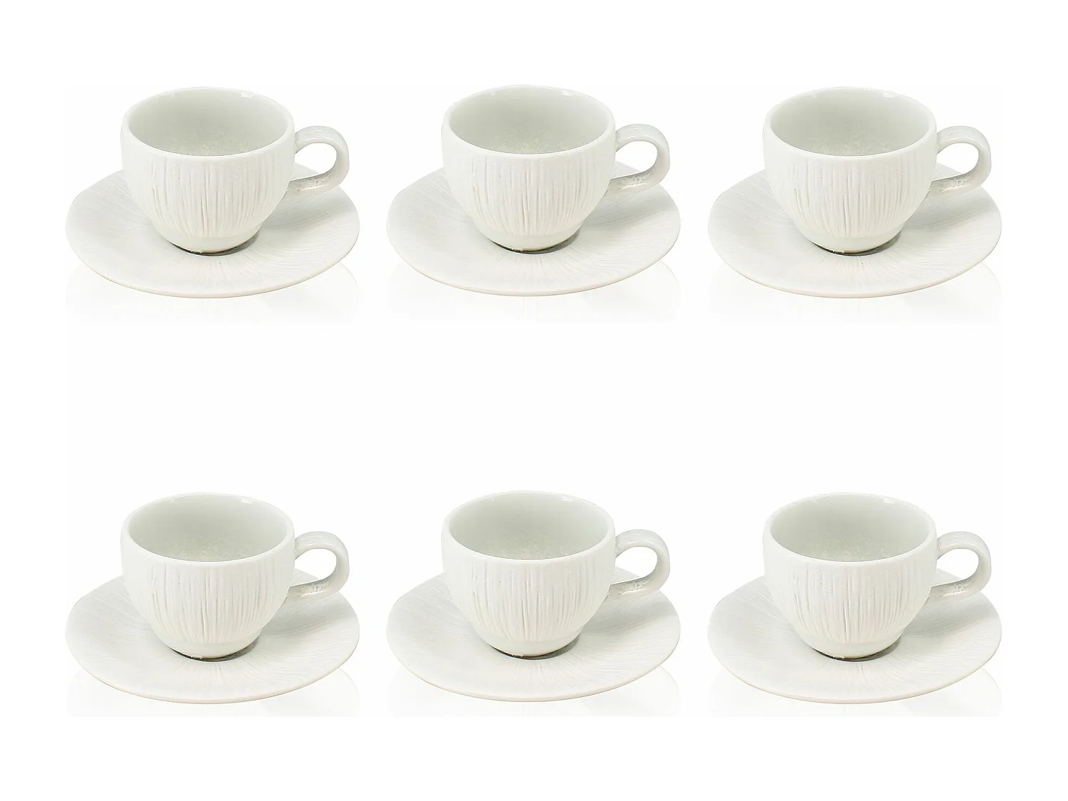 Ogo Living - Lot 6 Tasses 9cl Et Soucoupes 12cm Urus En Porcelaine Bleu Et Blanc