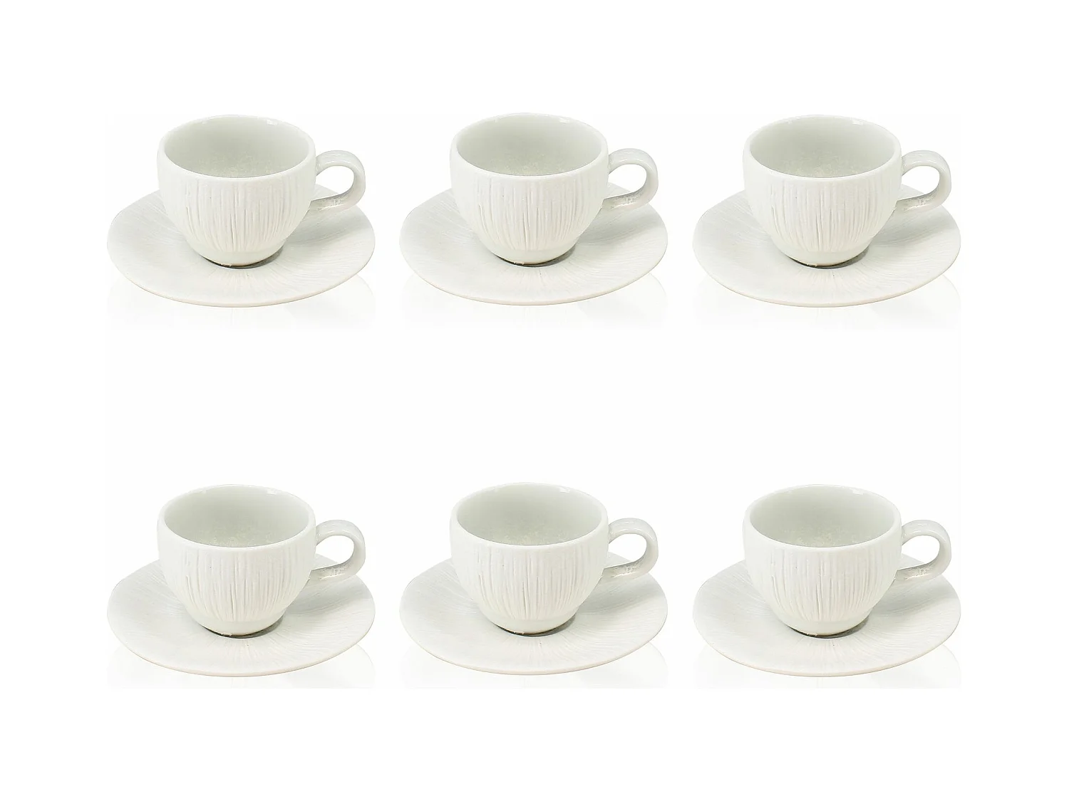 Ogo Living - Lot 6 Tasses 9cl Et Soucoupes 12cm Urus En Porcelaine Bleu Et Blanc