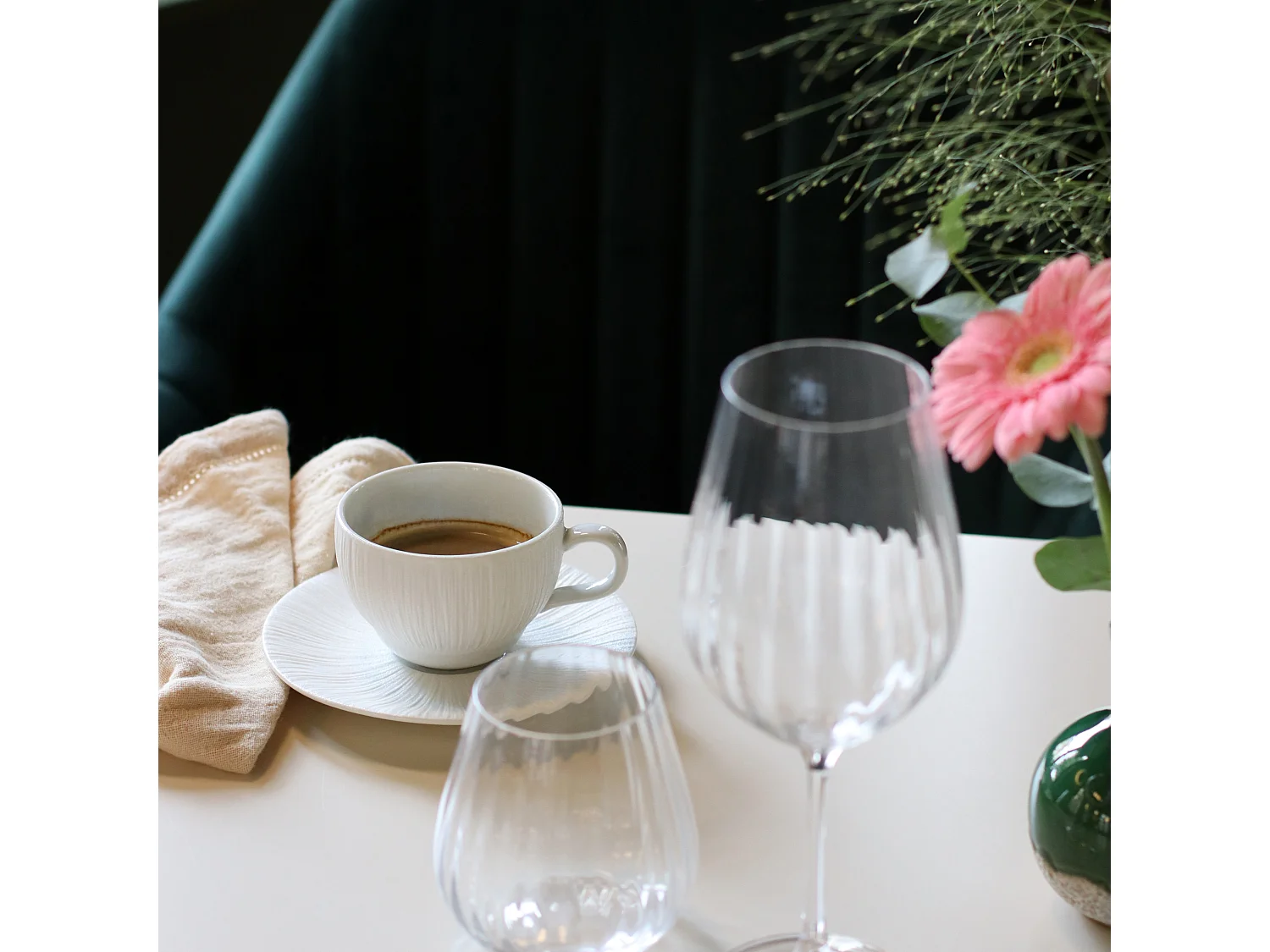 Ogo Living - Lot 6 Tasses 9cl Et Soucoupes 12cm Urus En Porcelaine Bleu Et Blanc