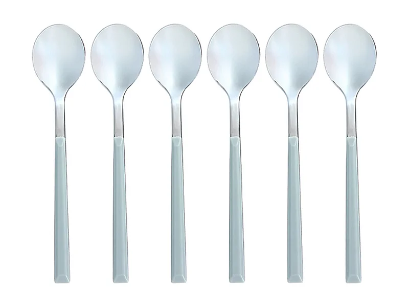 Novastyl - Lot 6 Cuilleres A Cafe Colorama 16.5cm En Acier Inoxydable Gris
