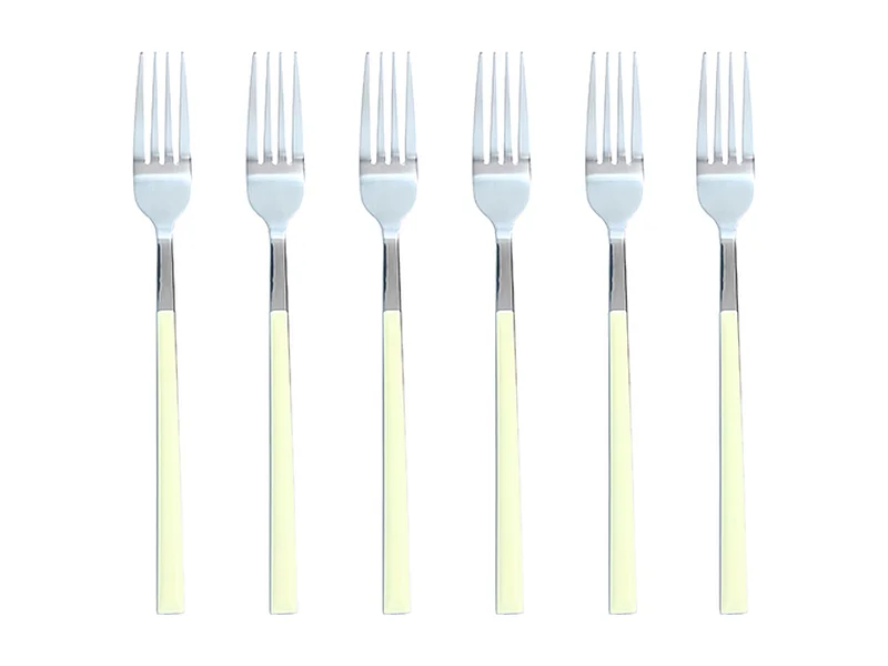 Novastyl - Lot 6 Fourchettes Table Colorama 21cm An Acier Inoxydable Creme
