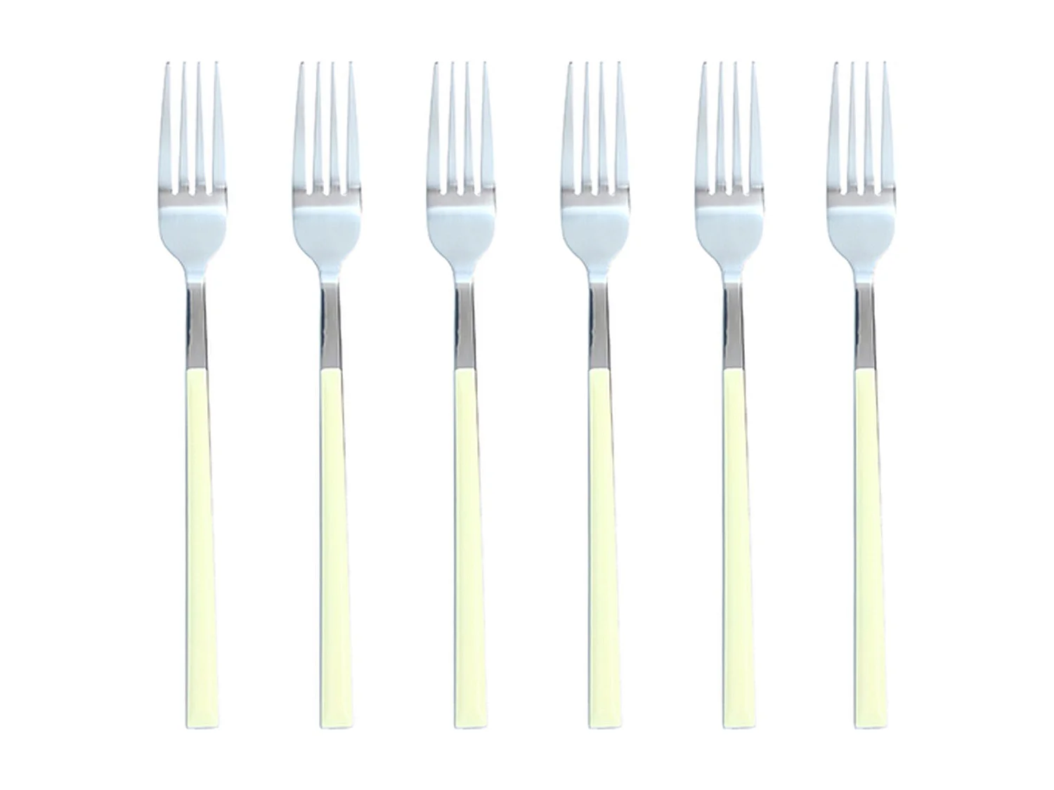 Novastyl - Lot 6 Fourchettes Table Colorama 21cm An Acier Inoxydable Creme