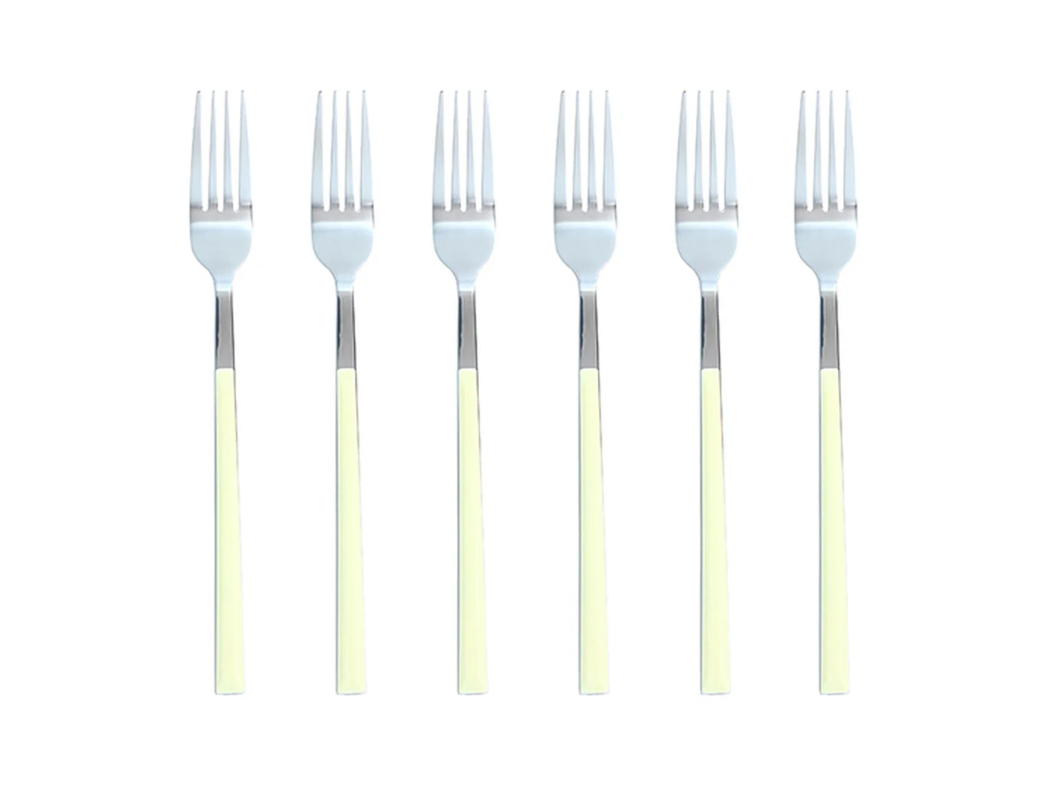 Novastyl - Lot 6 Fourchettes Table Colorama 21cm An Acier Inoxydable Creme