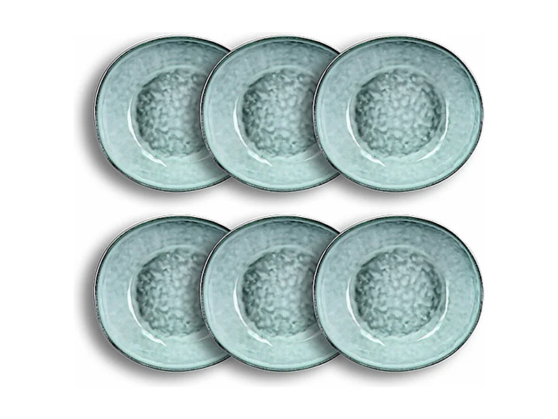 Ogo Living - Lot 6 Assiettes Creuses Aronal 21cm En Gres Bleu