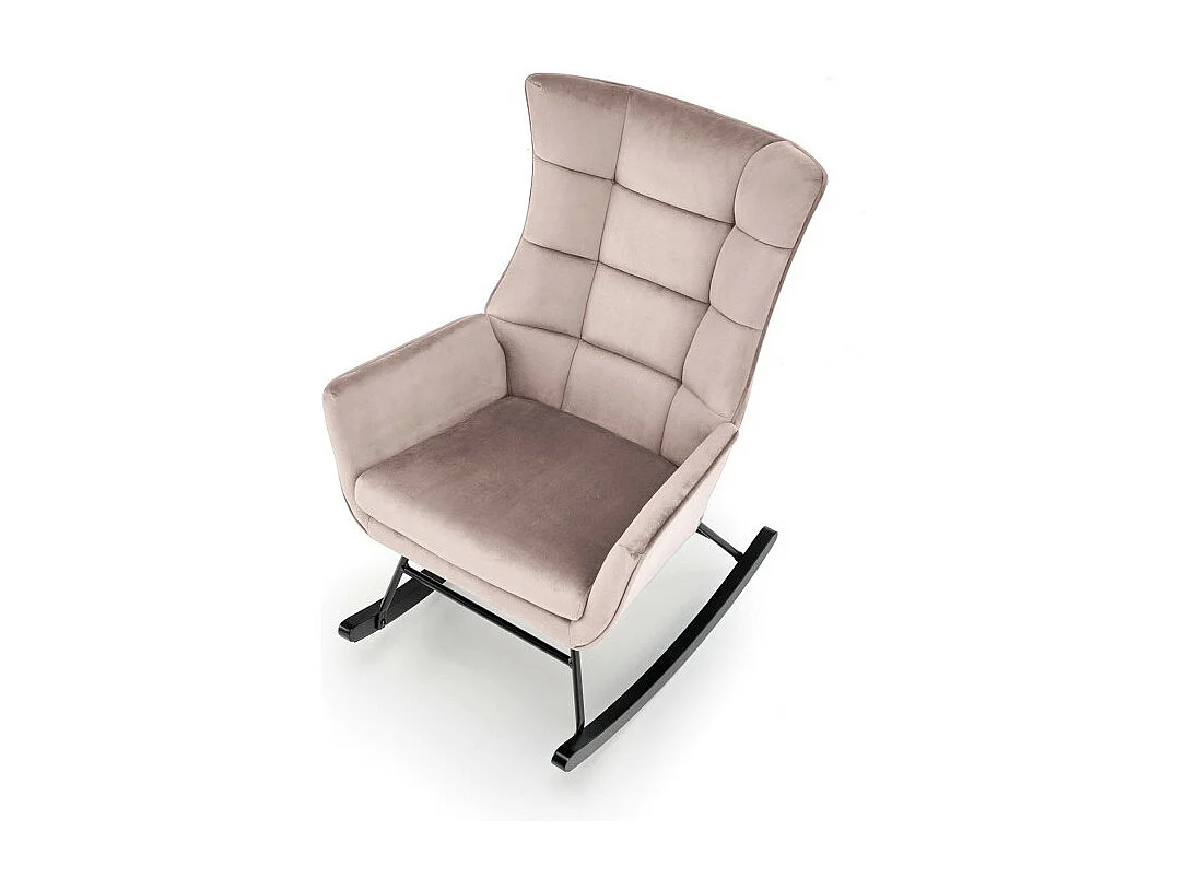 Rocking-chair design en velours beige avec accoudoirs Market