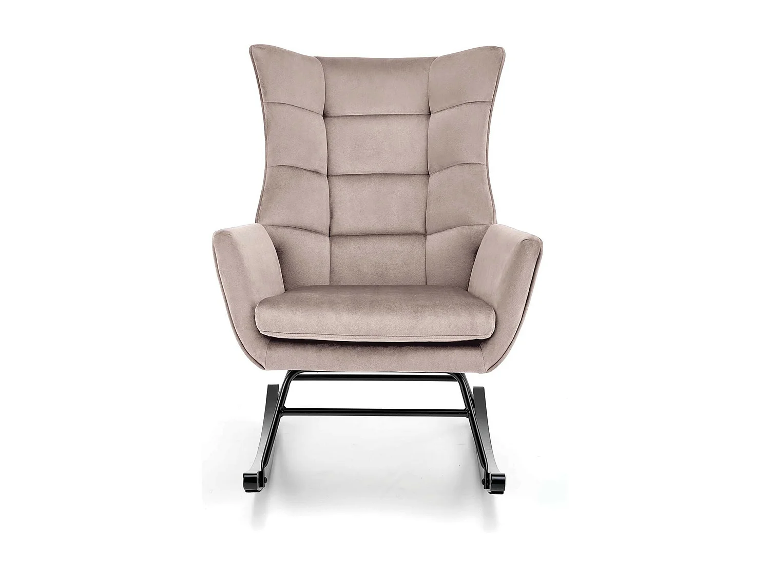 Mecedora de diseño en terciopelo beige con reposabrazos Market