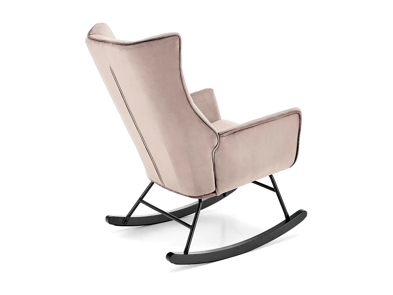 Mecedora de diseño en terciopelo beige con reposabrazos Market