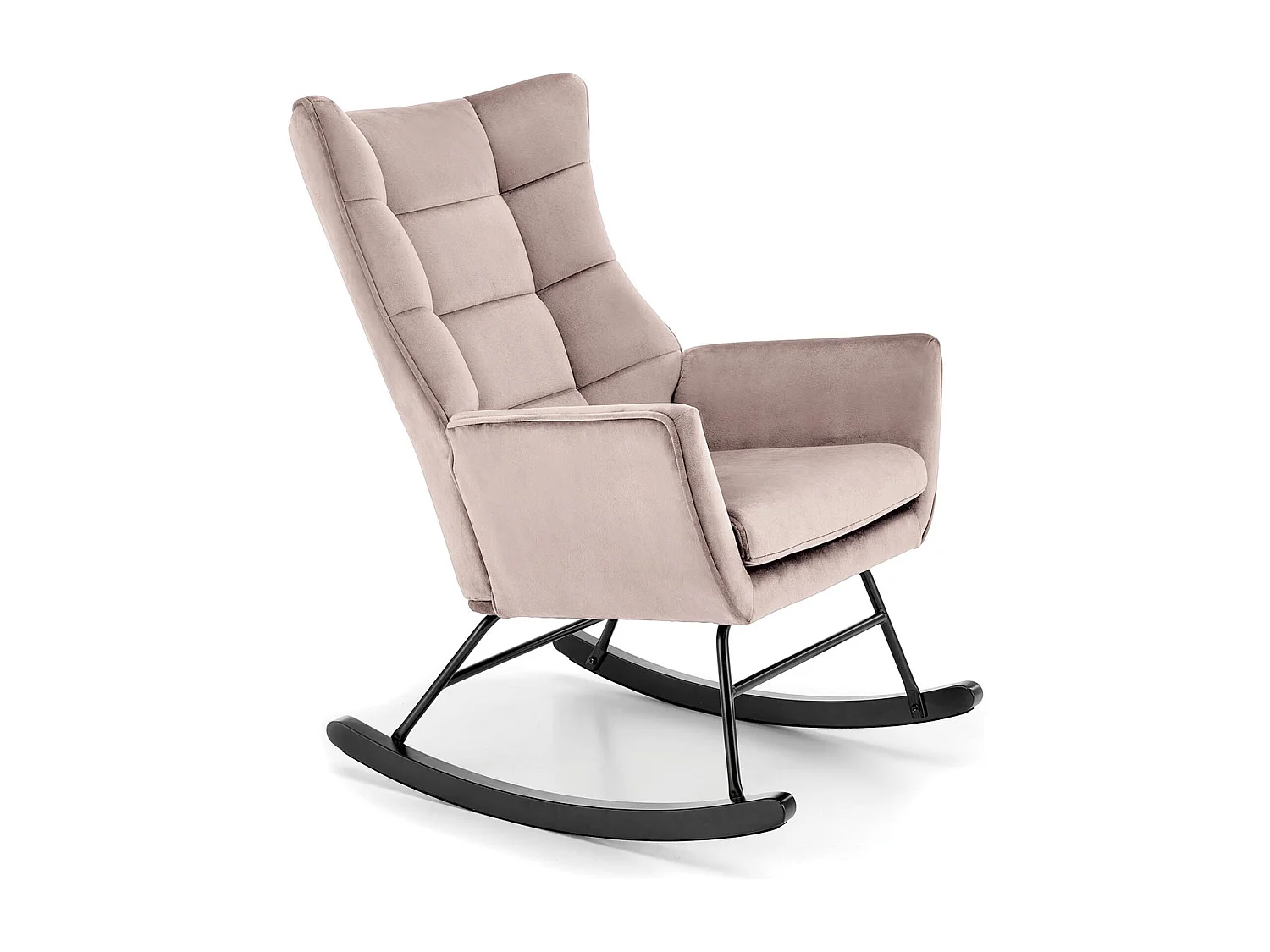 Mecedora de diseño en terciopelo beige con reposabrazos Market