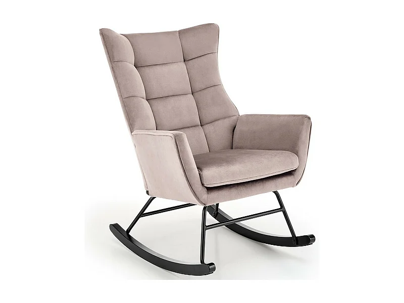 Mecedora de diseño en terciopelo beige con reposabrazos Market