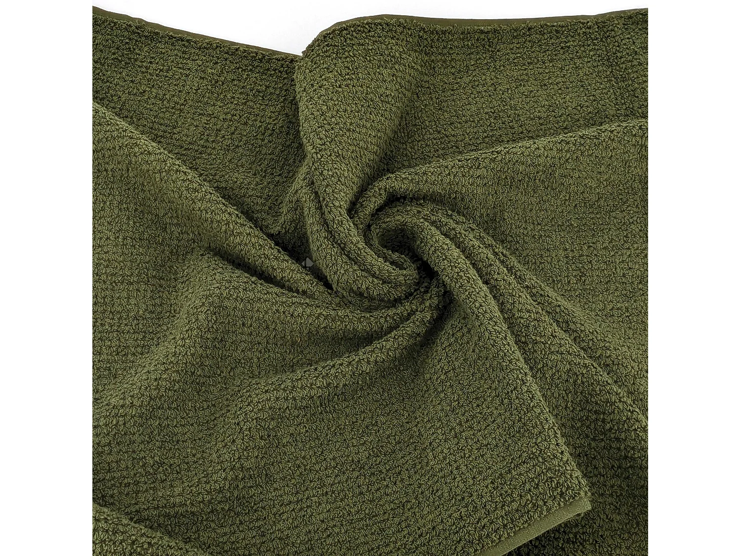 Drap de bain 100x150 cm pur coton INTENSE à bordures blanches couleur vert mousse