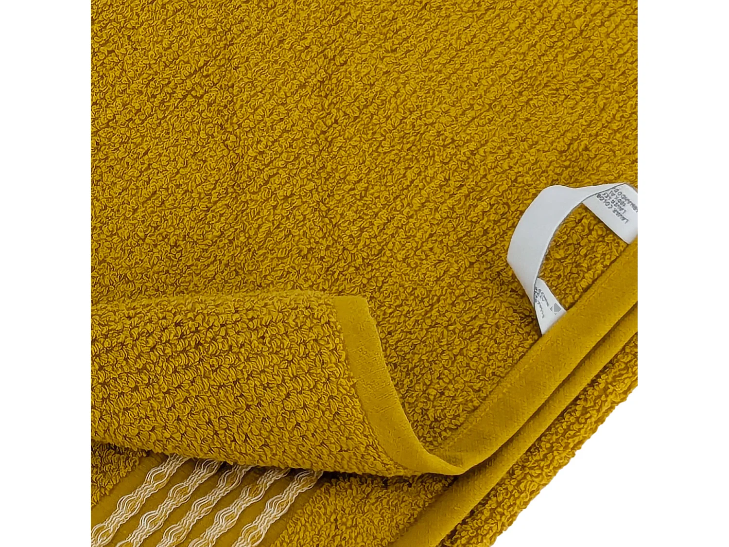 Drap de bain 100x150 cm pur coton INTENSE à bordures blanches couleur jaune