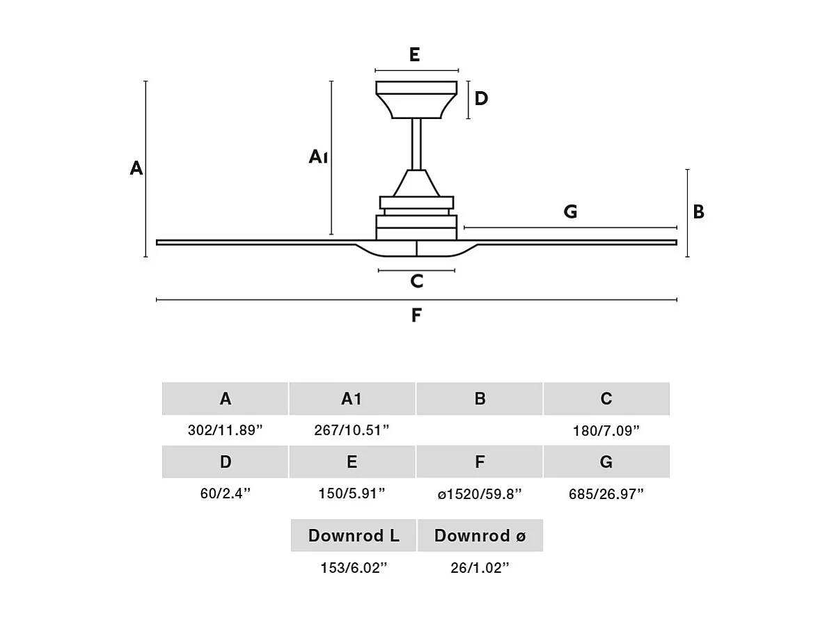 ALO L Zwart/hout DC-ventilator