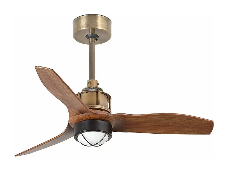 JUST FAN XS LED Ventilatore da soffito oro vecchio/legno 81cm