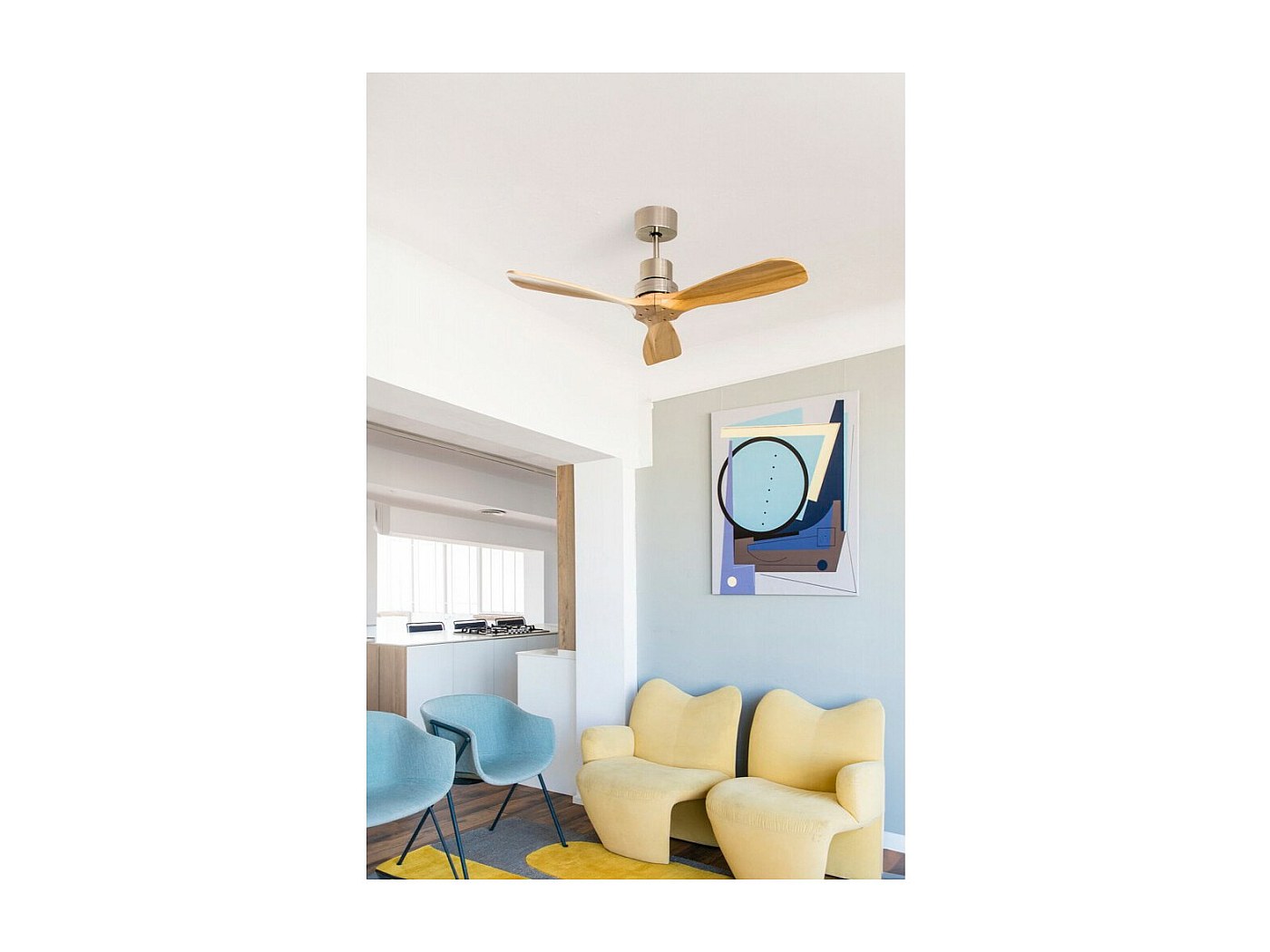 M Ledme - Ventilatore Da Soffitto Led Wood Nichel Con Luce Da 18 W E Telecomando Motore Dc 30 W 6 Velocita Silenzioso 3 Pale In Legno Naturale 132 Cm Funzione Estate Inverno Timer 71660291