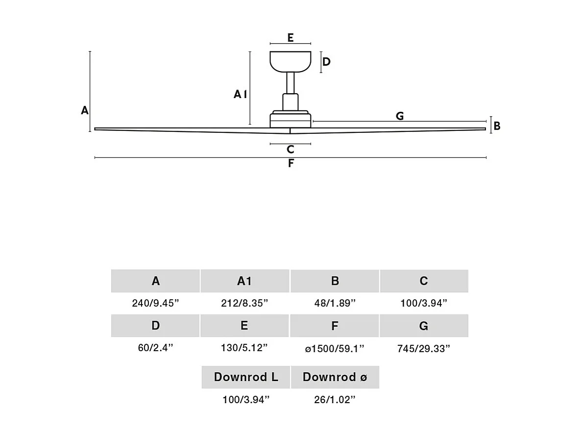 KLIM L Schwarz/Walnuss-Deckenventilator