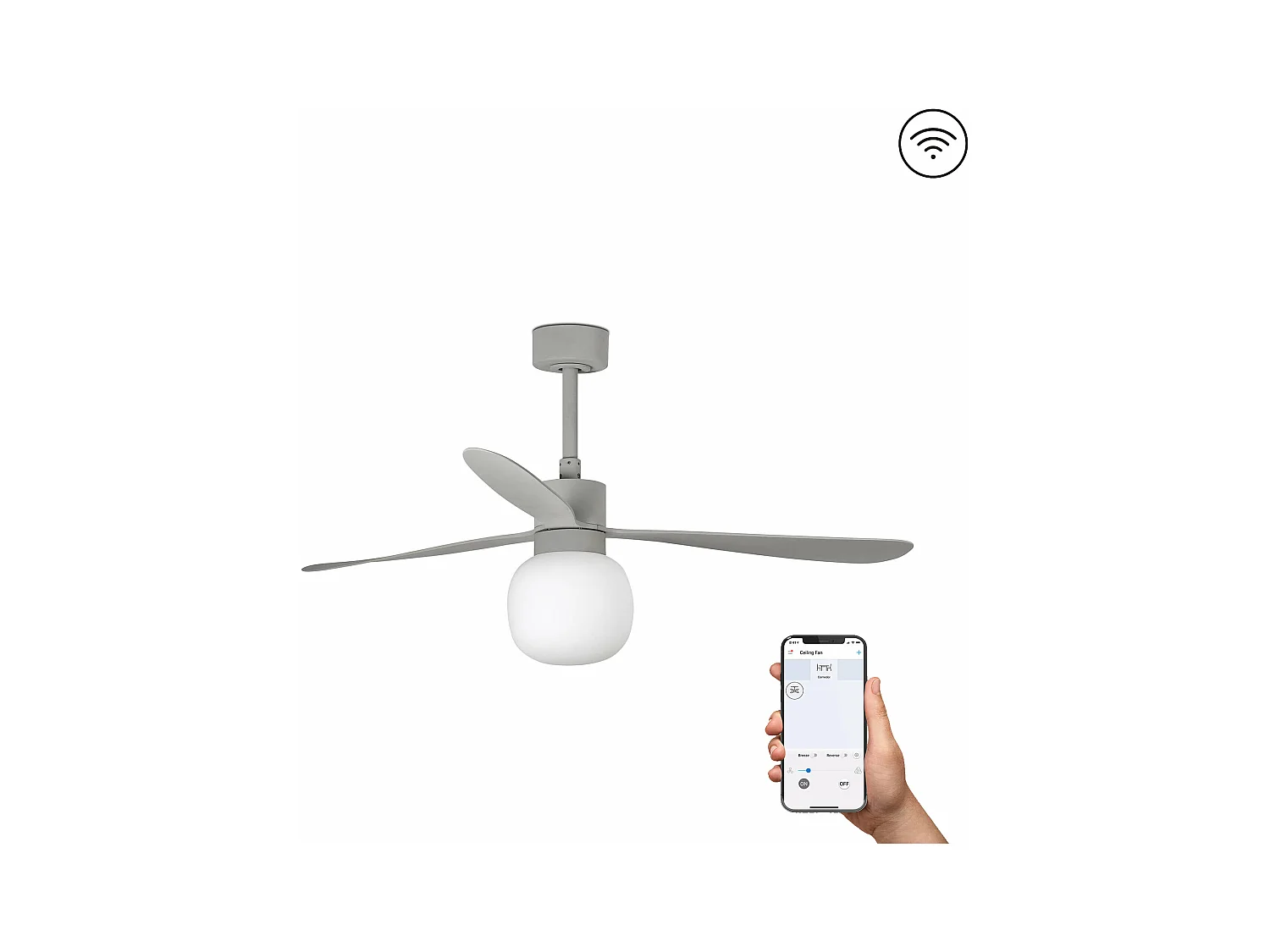 Ventilateur de plafond AMELIA L BALL LED SMART gris