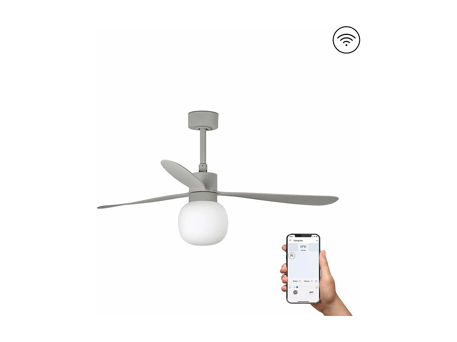 Ventilador de teto AMELIA L BALL LED SMART cinza