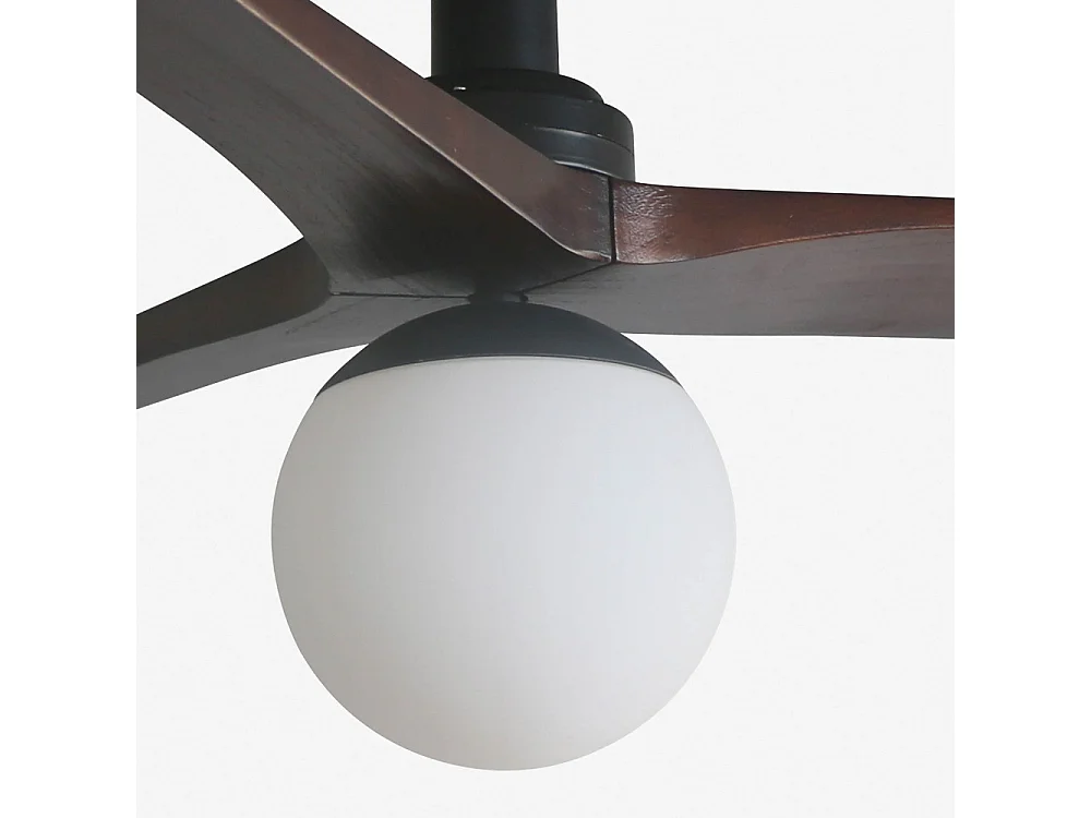 Ventilateur de plafond Faro Barcelona - Klim S Noir/Noyer foncé - Moteur CC silencieux, éclairage LED à intensité variable, télécommande