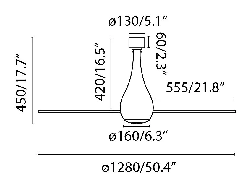 MINI ETERFAN M LED-Lüfter mattschwarz/transparent DC