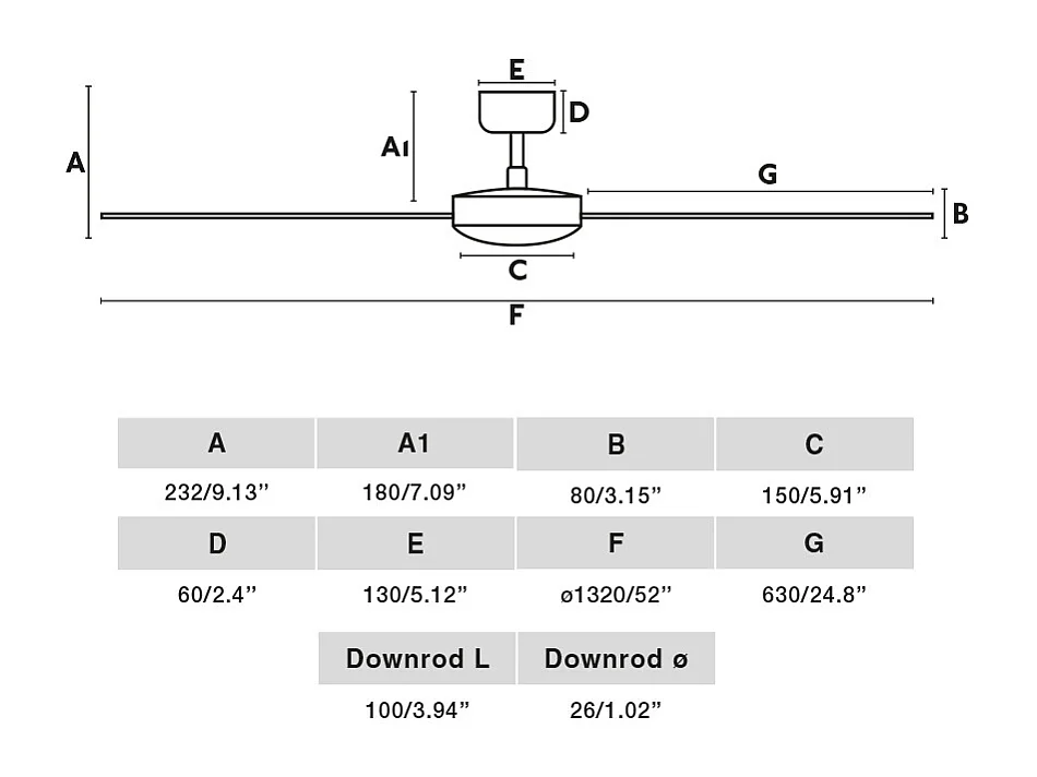 Éventail RUDDER L Noir/noyer