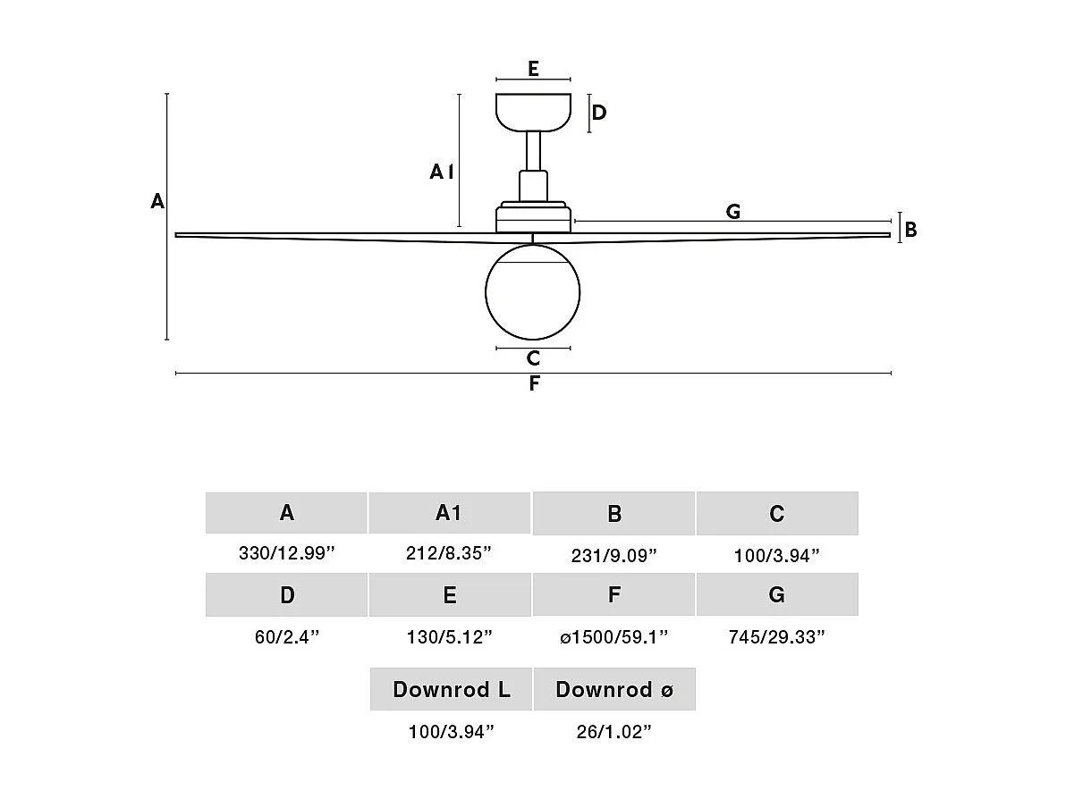 KLIM L DC E27 zwart/eikenhouten ventilator