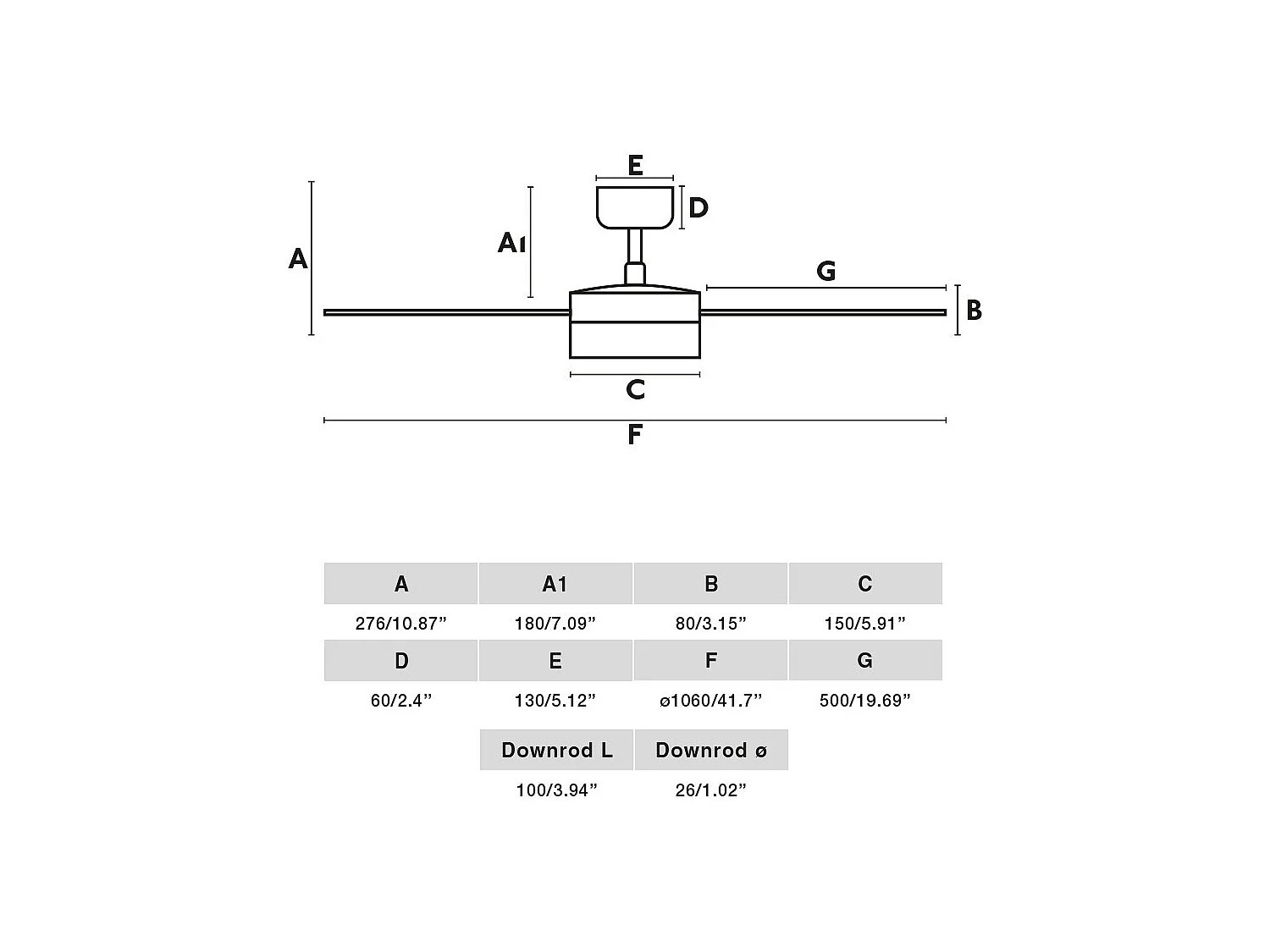 Ventilador de CC LED negro CRUISER S