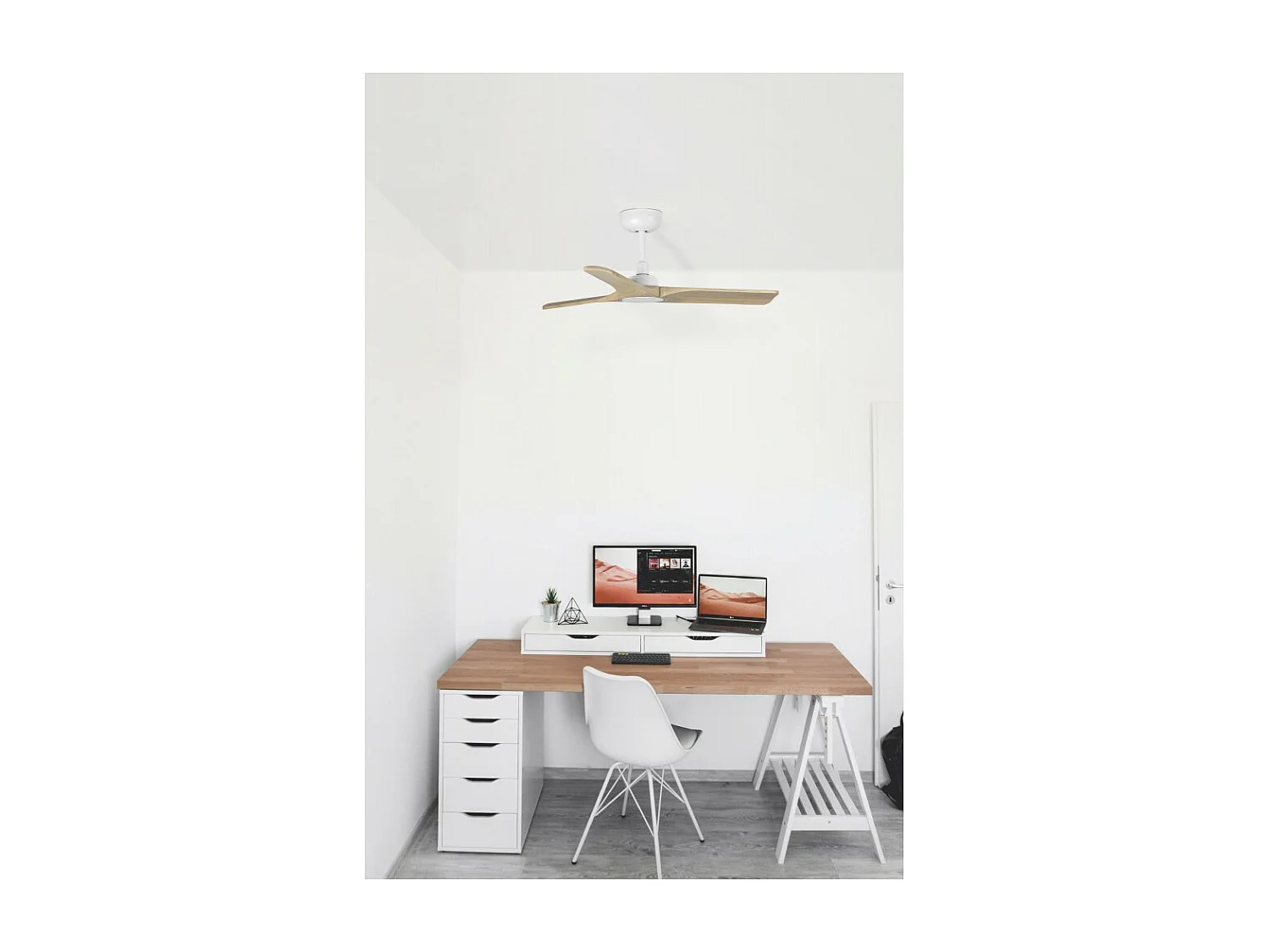 Ventilador Dc Heywood S Blanco Mate Temporizador Control Remoto Faro