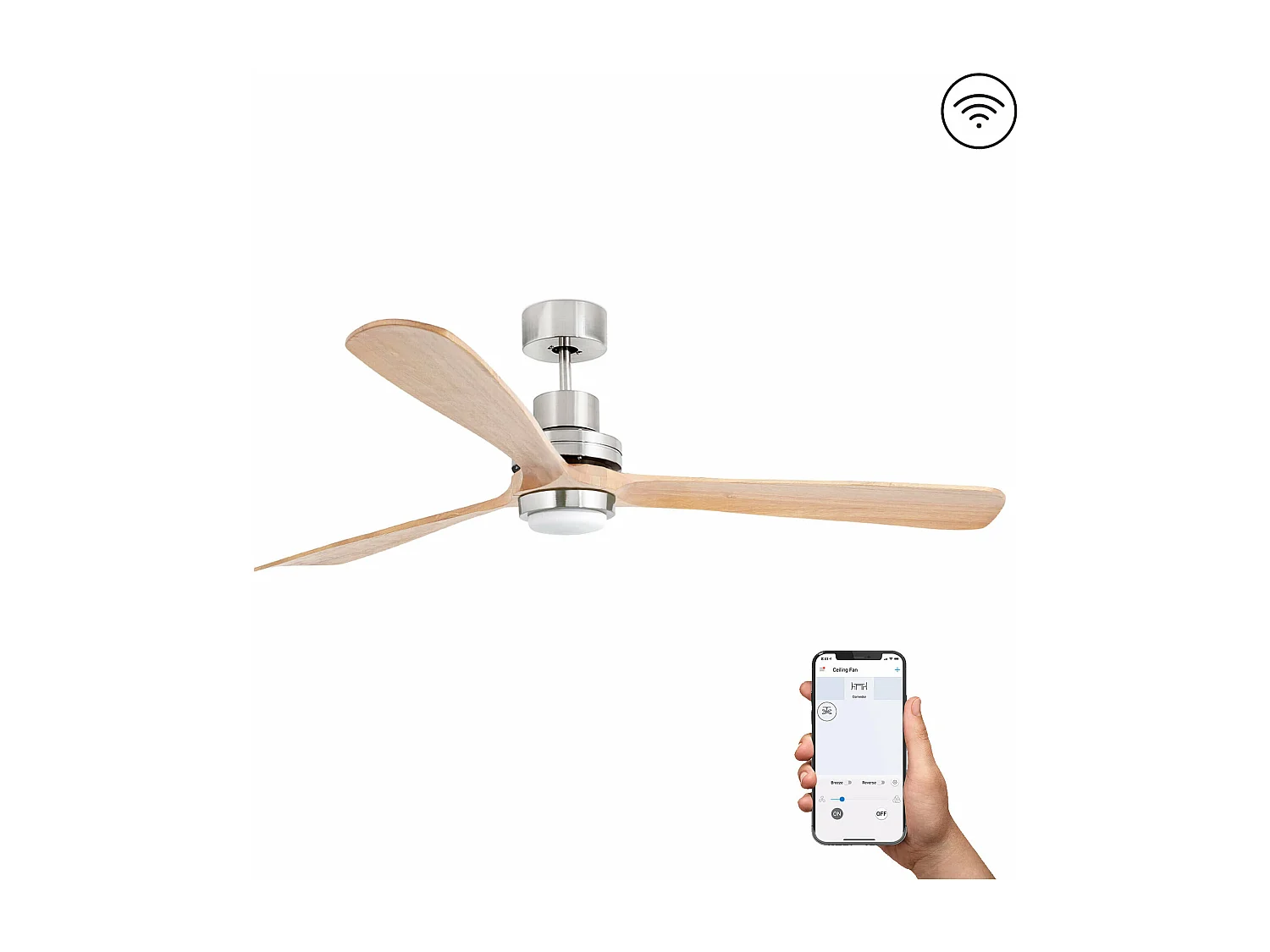 LANTAU XL LED Ventilador níquel/pinho mate DC SMART