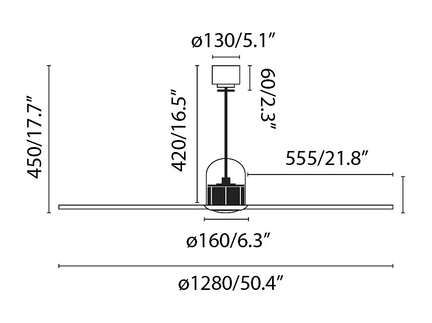 DECO FAN M LED Schwarz/Holz DC-Lüfter