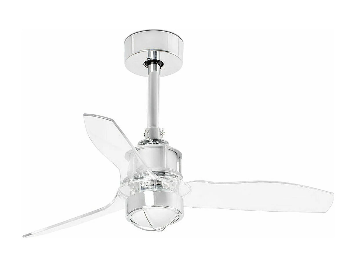 JUST FAN XS LED Chrom/transparenter Deckenventilator 81 cm