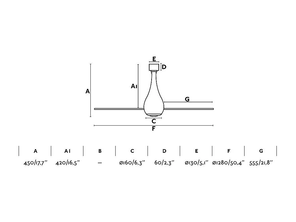 MINI ETERFAN M Matzwarte plafondventilator