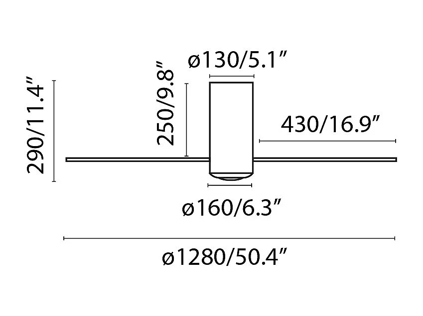 MINI TUBE FAN M LED Mattschwarzer DC-Lüfter