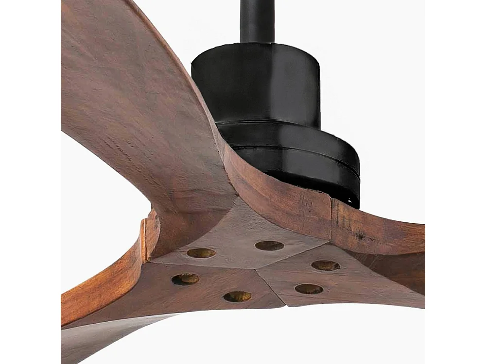 Faro Barcelona - Lantau L Zwart/Houten Plafondventilator - Stille DC-motor, Geen licht, Afstandsbediening, 6 snelheden