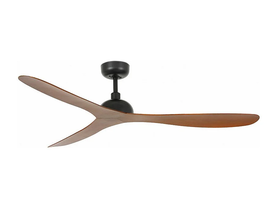 Ventilateur de plafond Faro Barcelona - Gotland L Noir/Bois - Moteur CC silencieux, sans lumière, télécommande, 6 vitesses