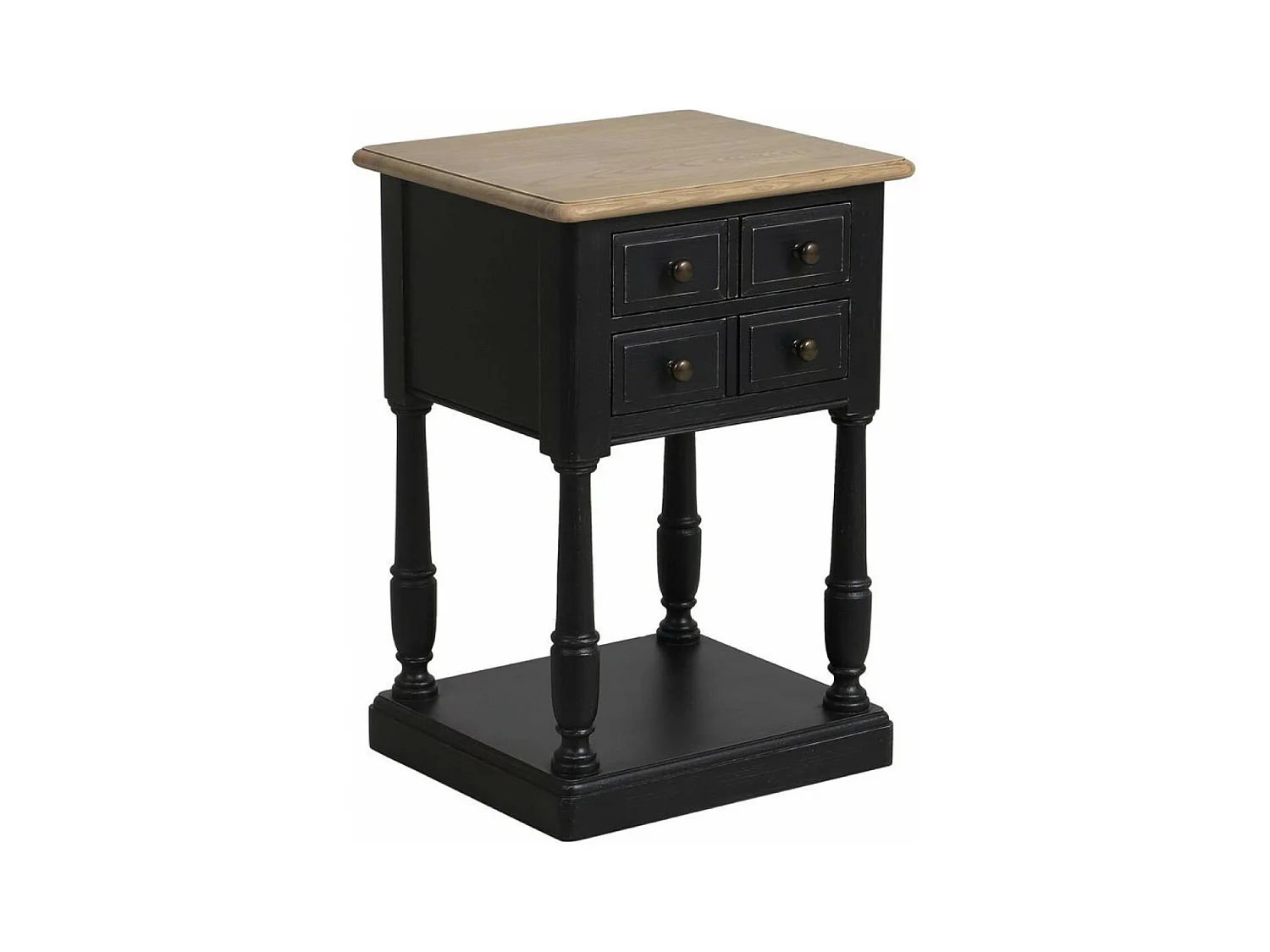 Table de chevet 2 tiroirs Bois Noir - Manoir Interior's