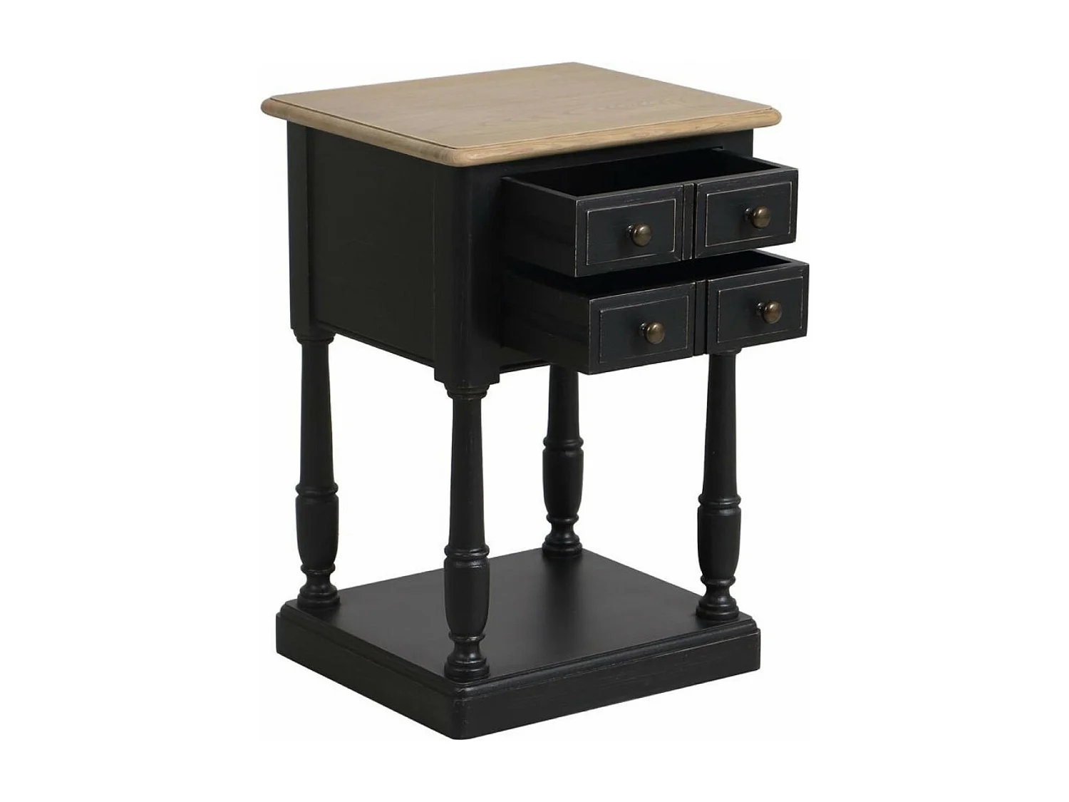 Table de chevet 2 tiroirs Bois Noir - Manoir Interior's