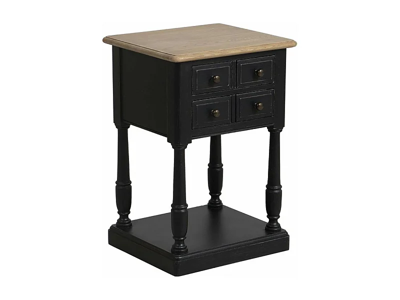 Table de chevet 2 tiroirs Bois Noir - Manoir Interior's