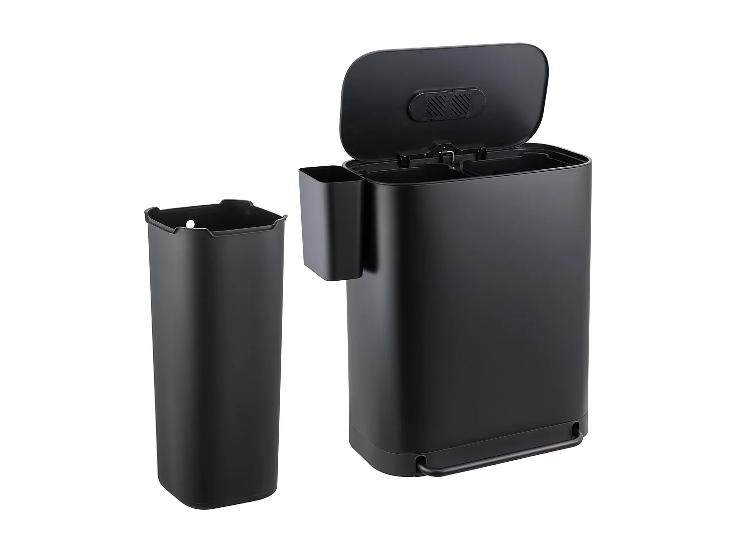 SVITA MLT2X30 Poubelle à pédale 60l 2 compartiments avec couvercle noir