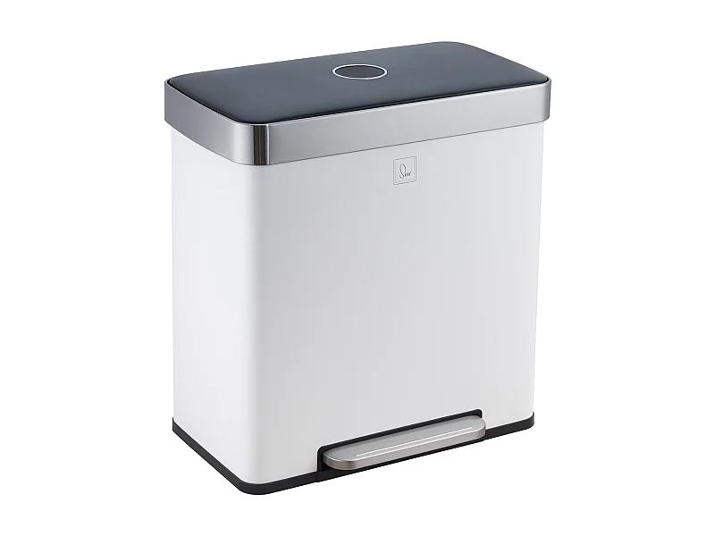 SVITA LT2X30 Poubelle 60l Poubelle à pédale 2 compartiments avec couvercle blanc