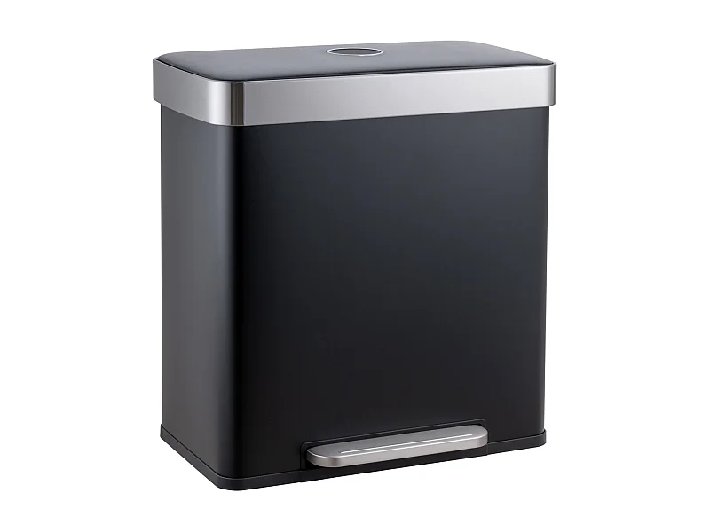 SVITA LT2X30 Poubelle 60l Poubelle à pédale 2 compartiments avec couvercle noir