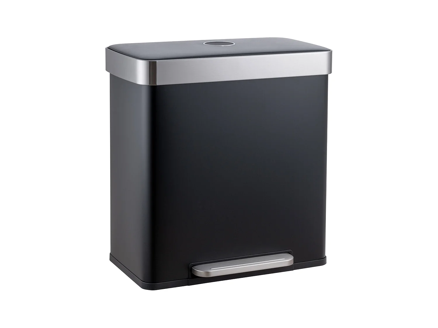 SVITA LT2X30 Poubelle 60l Poubelle à pédale 2 compartiments avec couvercle noir