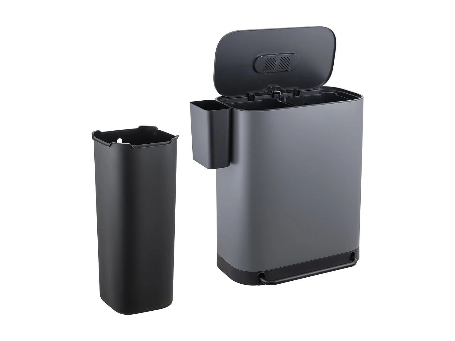 SVITA MLT2X30 Poubelle à pédale 60l 2 compartiments avec couvercle gris