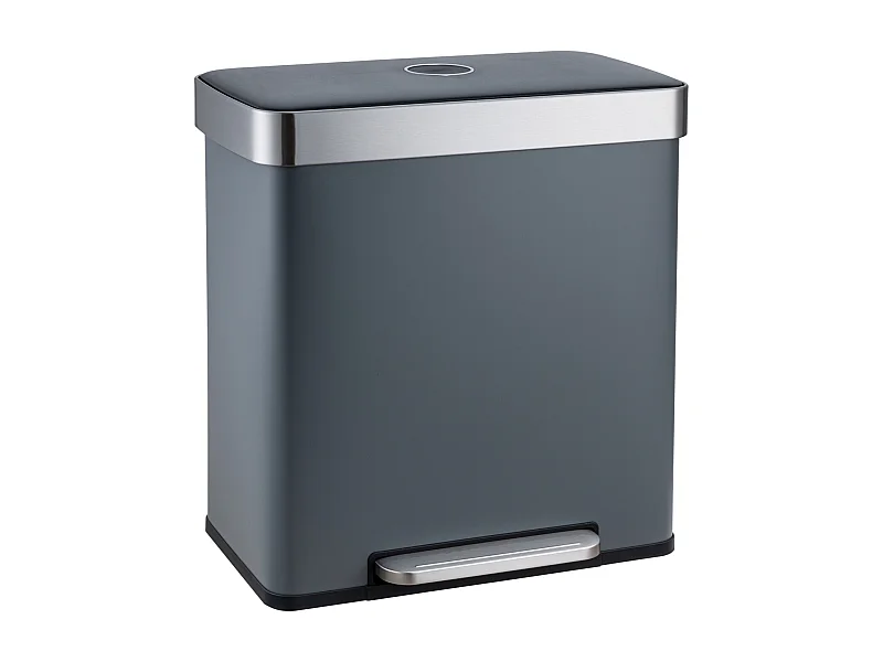SVITA LT2X30 Poubelle 60l Poubelle à pédale 2 compartiments avec couvercle gris