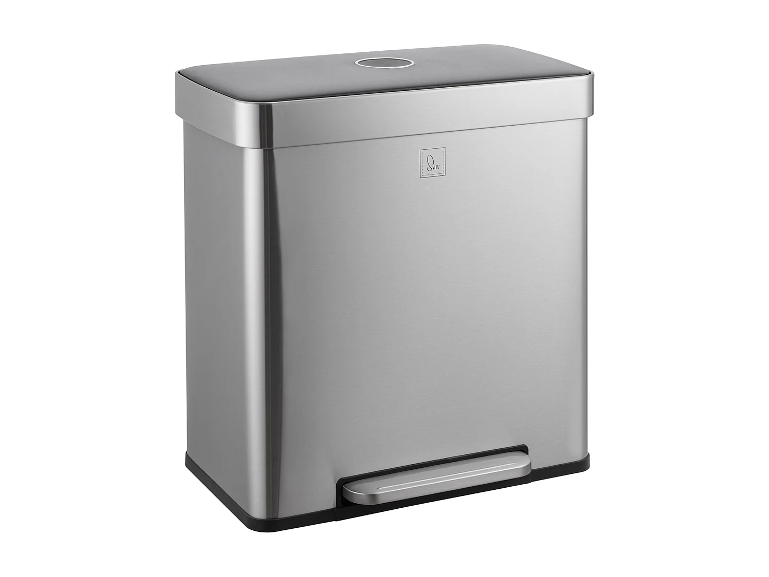 SVITA LT2X30 Poubelle 60l Poubelle à pédale 2 compartiments avec couvercle Argent